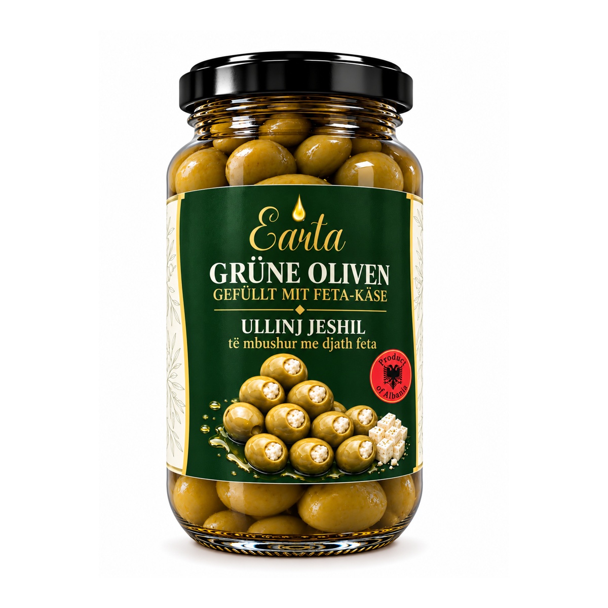 Earta — Grüne Oliven gefüllt mit Feta-Käse