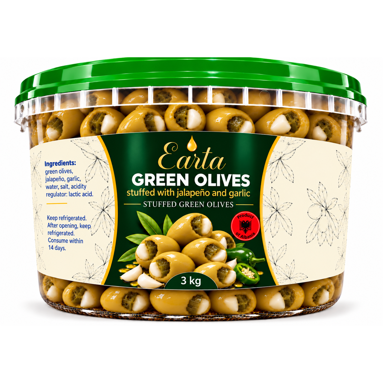 Earta — Green Olives Stuffed with Jalapeño & Garlic
