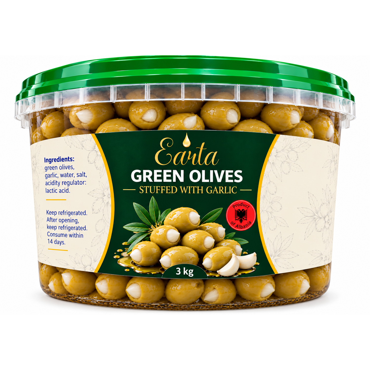 Earta — Green Olives Stuffed with Garlic