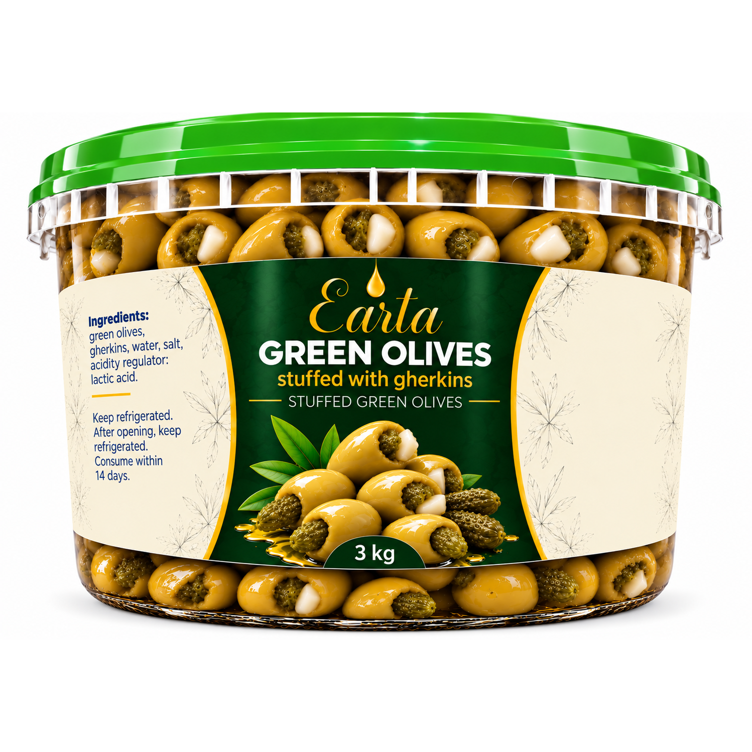 Earta — Green Olives Stuffed with Gherkins