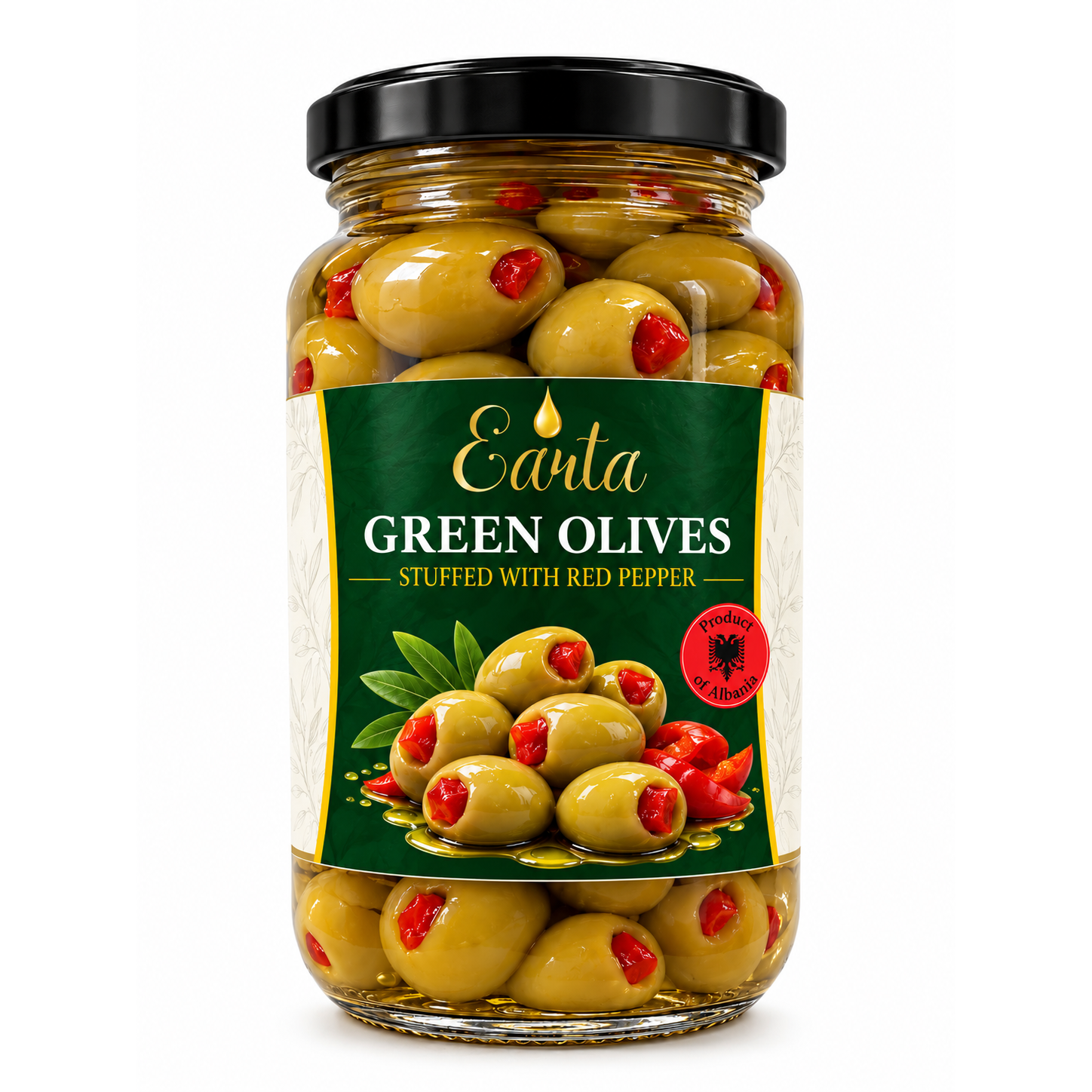Earta — Green Olives Stuffed with Red Pepper