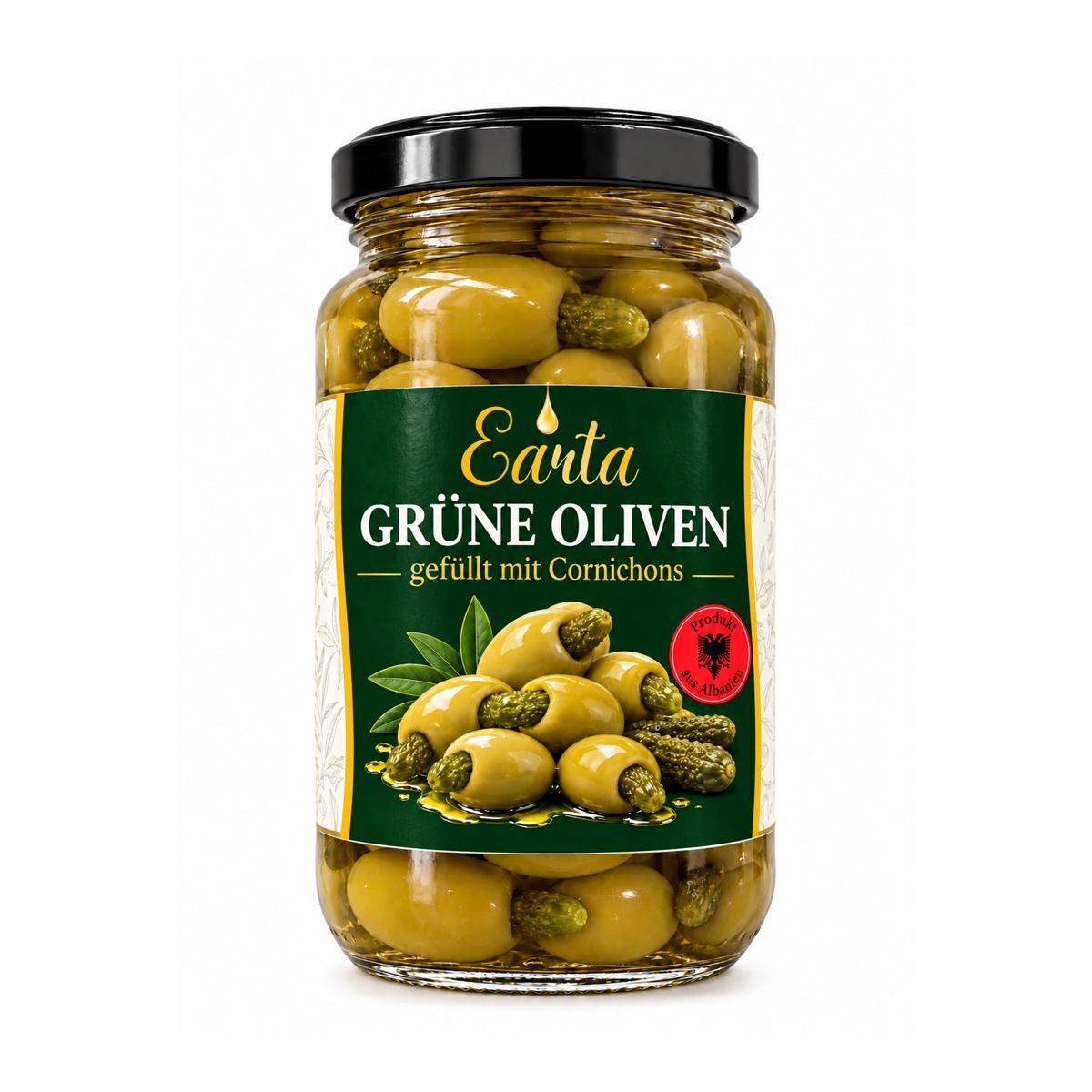 Earta — Grüne Oliven gefüllt mit Cornichons