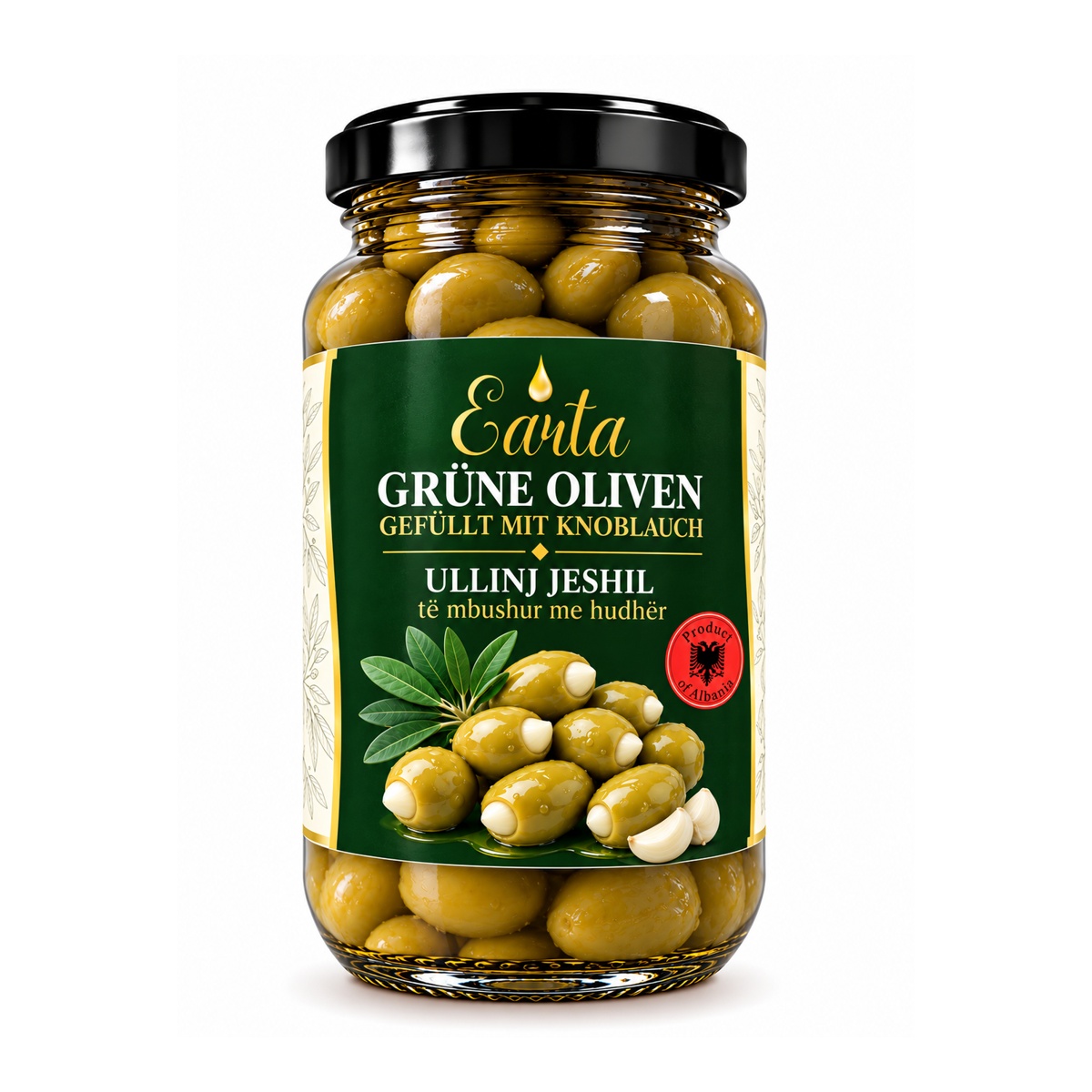 Earta — Grüne Oliven gefüllt mit Knoblauch