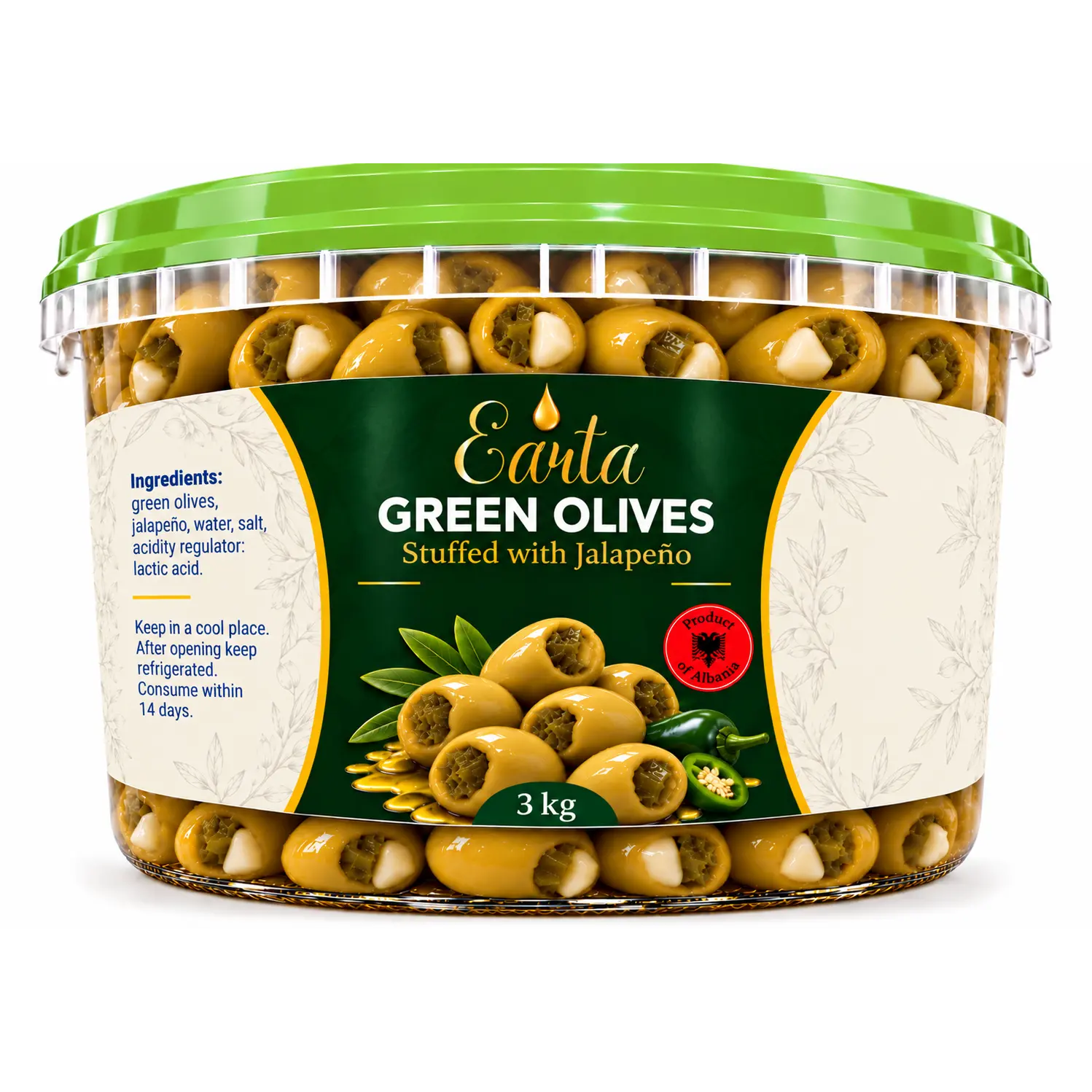 Earta — Green Olives Stuffed with Jalapeño