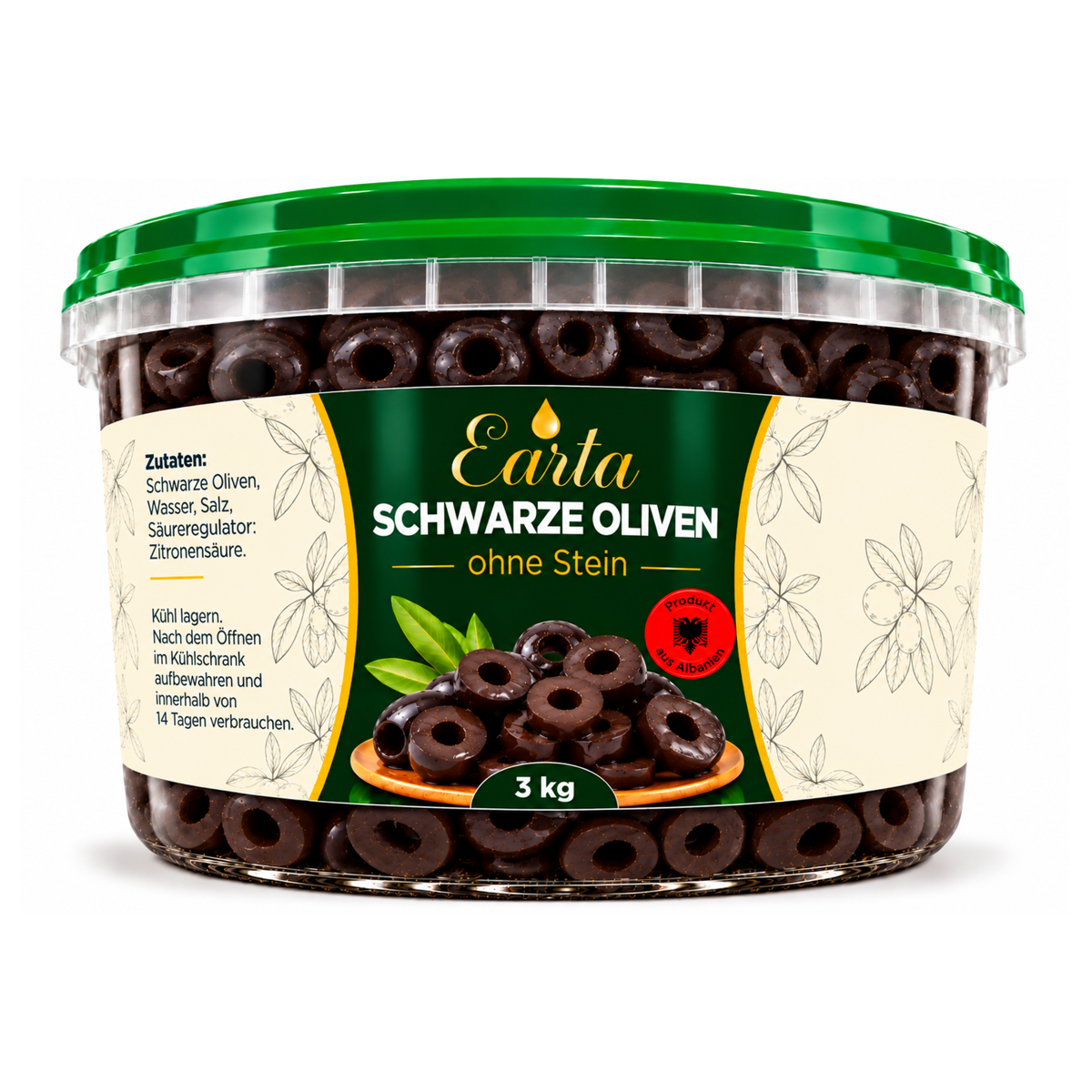 Earta — Schwarze Oliven ohne Stein