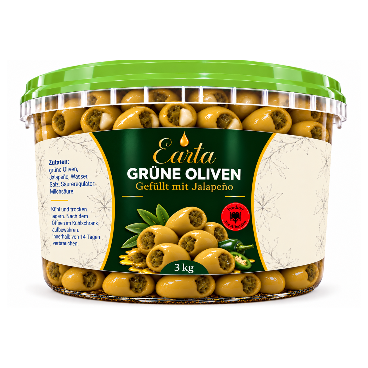 Earta — Grüne Oliven gefüllt mit Jalapeño