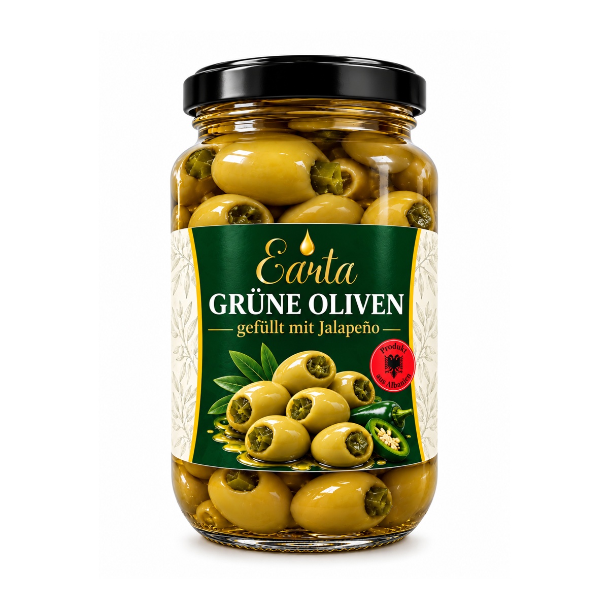Earta — Grüne Oliven gefüllt mit Jalapeño